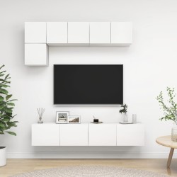 vidaXL Set de muebles de salón TV 5 piezas madera de ingeniería blanco