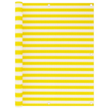 vidaXL Toldo para balcón HDPE amarillo y blanco 120x400 cm