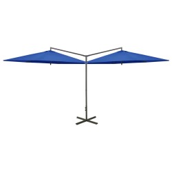 vidaXL Sombrilla doble con palo de acero azul 600 cm 