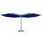 vidaXL Sombrilla doble con palo de acero azul 600 cm vidaXL Sombrilla doble con palo de acero azul 600 cm