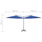 vidaXL Sombrilla doble con palo de acero azul 600 cm vidaXL Sombrilla doble con palo de acero azul 600 cm