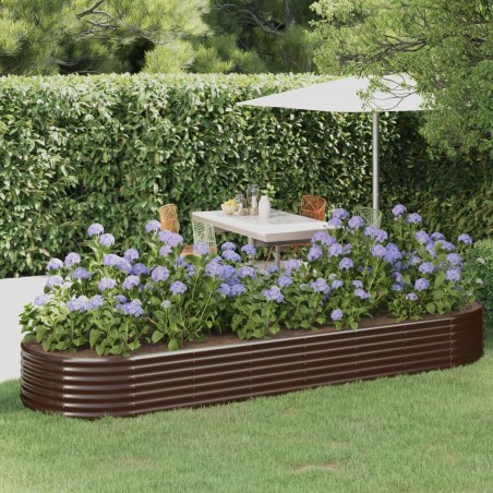 vidaXL Jardinera arriate acero recubrimiento polvo marrón 322x100x36cm
