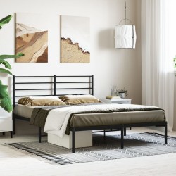 vidaXL Estructura de cama con cabecero metal negro 150x200 cm