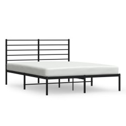 vidaXL Estructura de cama con cabecero metal negro 150x200 cm