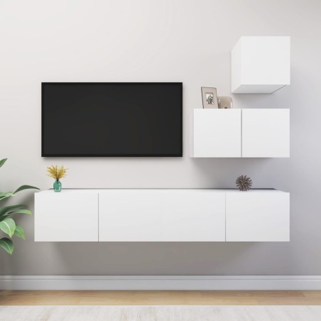 vidaXL Set de muebles de salón TV 4 piezas madera de ingeniería blanco