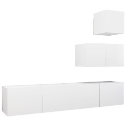 vidaXL Set de muebles de salón TV 4 piezas madera de ingeniería blanco
