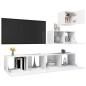 vidaXL Set de muebles de salón TV 4 piezas madera de ingeniería blanco vidaXL Set de muebles de salón TV 4 piezas madera de ingeniería blanco