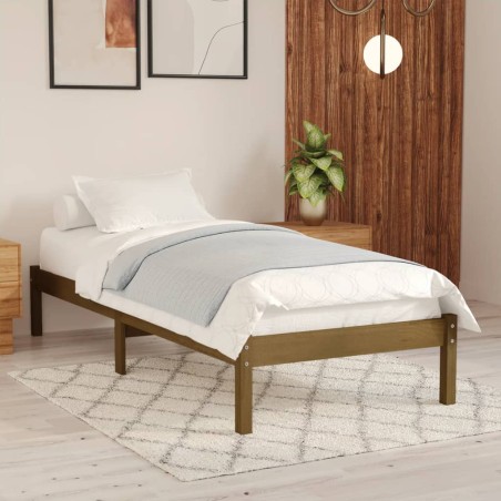 vidaXL Estructura de cama madera maciza marrón miel 75x190 cm