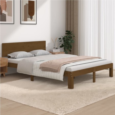 vidaXL Estructura de cama madera maciza marrón miel 150x200 cm