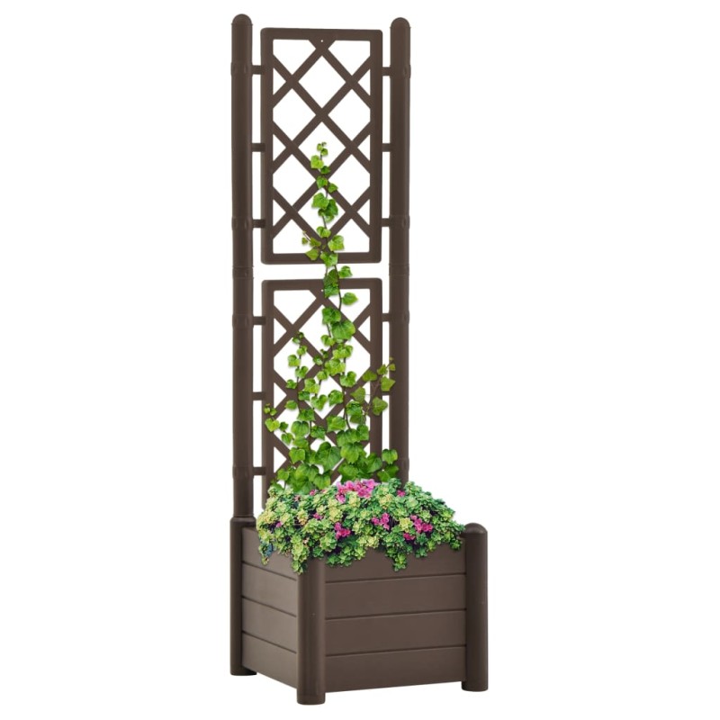 vidaXL Jardinera con enrejado PP moca 43x43x142 cm vidaXL Jardinera con enrejado PP moca 43x43x142 cm