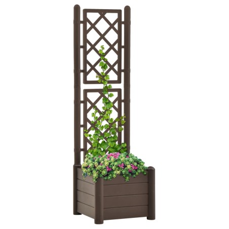 vidaXL Jardinera con enrejado PP moca 43x43x142 cm 