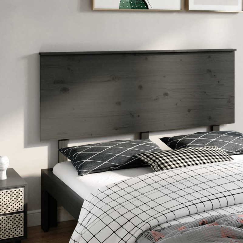 vidaXL Cabecero de cama madera maciza de pino gris 154x6x82,5 cm vidaXL Cabecero de cama madera maciza de pino gris 154x6x82,5 cm