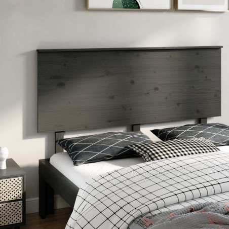 vidaXL Cabecero de cama madera maciza de pino gris 154x6x82,5 cm