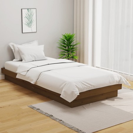 vidaXL Estructura de cama madera maciza marrón miel 100x200 cm