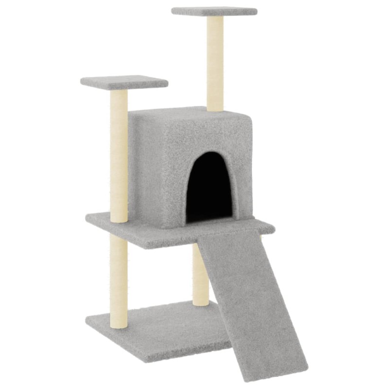 vidaXL Rascador para gatos con postes de sisal gris claro 110 cm vidaXL Rascador para gatos con postes de sisal gris claro 110 cm