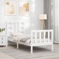 vidaXL Estructura de cama individual con cabecero madera maciza blanco vidaXL Estructura de cama individual con cabecero madera maciza blanco