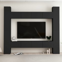 vidaXL Set de muebles de salón TV 8 piezas madera ingeniería negro