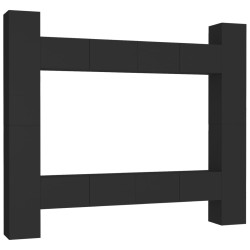 vidaXL Set de muebles de salón TV 8 piezas madera ingeniería negro