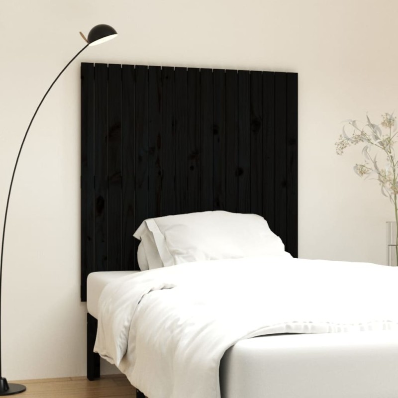 vidaXL Cabecero de cama de pared madera maciza pino negro 108x3x110 cm vidaXL Cabecero de cama de pared madera maciza pino negro 108x3x110 cm