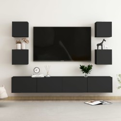 vidaXL Set de muebles de salón TV 6 pzas madera de ingeniería negro