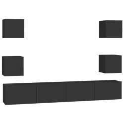 vidaXL Set de muebles de salón TV 6 pzas madera de ingeniería negro