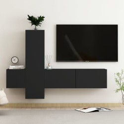 vidaXL Set de muebles de salón TV 3 pzas madera de ingeniería negro