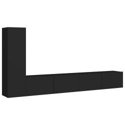 vidaXL Set de muebles de salón TV 3 pzas madera de ingeniería negro