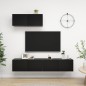 vidaXL Set de muebles de salón TV 3 pzas madera de ingeniería negro