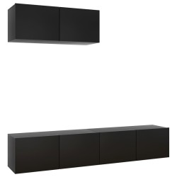 vidaXL Set de muebles de salón TV 3 pzas madera de ingeniería negro