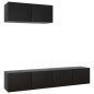 vidaXL Set de muebles de salón TV 3 pzas madera de ingeniería negro