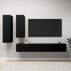 vidaXL Set de muebles de TV salón 4 piezas madera contrachapada negro
