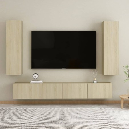 vidaXL Juego de muebles de salón 4 piezas roble Sonoma