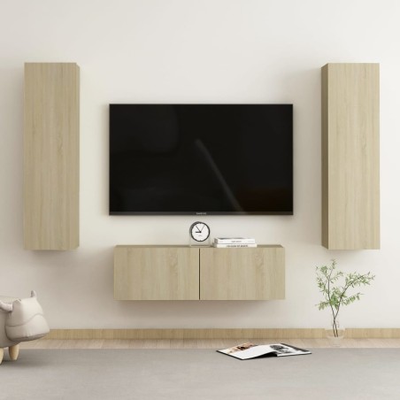 vidaXL Juego de muebles de salón 3 piezas roble Sonoma