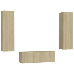 vidaXL Juego de muebles de salón 3 piezas roble Sonoma
