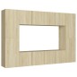 vidaXL Juego de muebles de salón 8 piezas roble Sonoma vidaXL Juego de muebles de salón 8 piezas roble Sonoma