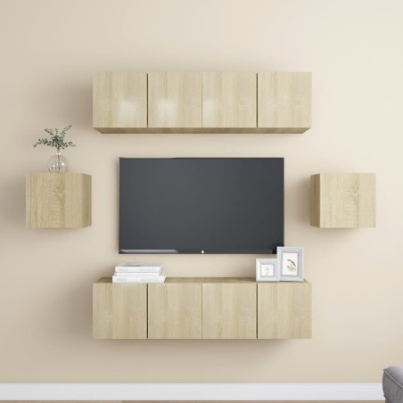 vidaXL Juego de muebles de salón 6 piezas roble Sonoma
