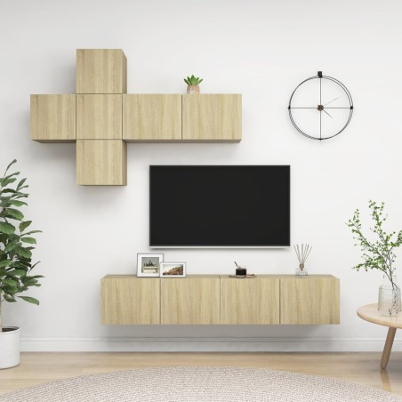 vidaXL Juego de muebles de salón 7 piezas roble Sonoma