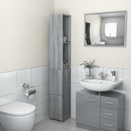 vidaXL Mueble de baño madera de ingeniería gris Sonoma 25x26,5x170 cm