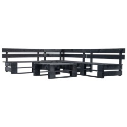 vidaXL Set de muebles de jardín de palets 4 piezas madera negro