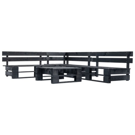 vidaXL Set de muebles de jardín de palets 4 piezas madera negro