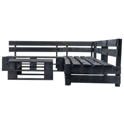 vidaXL Set de muebles de jardín de palets 4 piezas madera negro
