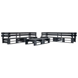 vidaXL Set de muebles de jardín de palets 6 piezas madera negro