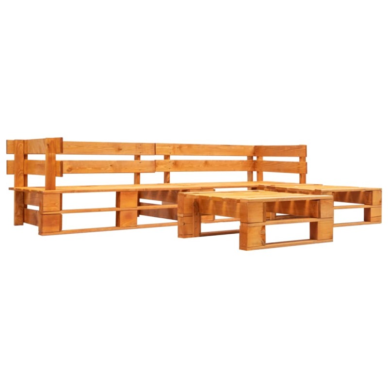 vidaXL Set muebles de palés de jardín 4 pzas madera marrón miel vidaXL Set muebles de palés de jardín 4 pzas madera marrón miel