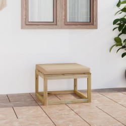 vidaXL Reposapiés de jardín con cojín madera de pino impregnada verde