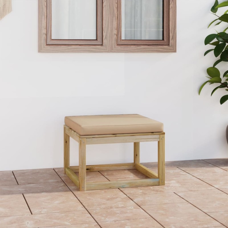 vidaXL Reposapiés de jardín con cojín madera de pino impregnada verde vidaXL Reposapiés de jardín con cojín madera de pino impregnada verde