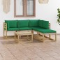 vidaXL Juego de muebles de jardín 6 piezas con cojines verdes vidaXL Juego de muebles de jardín 6 piezas con cojines verdes