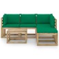 vidaXL Juego de muebles de jardín 6 piezas con cojines verdes vidaXL Juego de muebles de jardín 6 piezas con cojines verdes