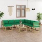 vidaXL Set de muebles de jardín 9 piezas con cojines madera impregnada