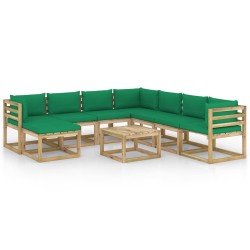 vidaXL Set de muebles de jardín 9 piezas con cojines madera impregnada