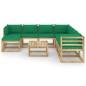 vidaXL Set de muebles de jardín 9 piezas con cojines madera impregnada